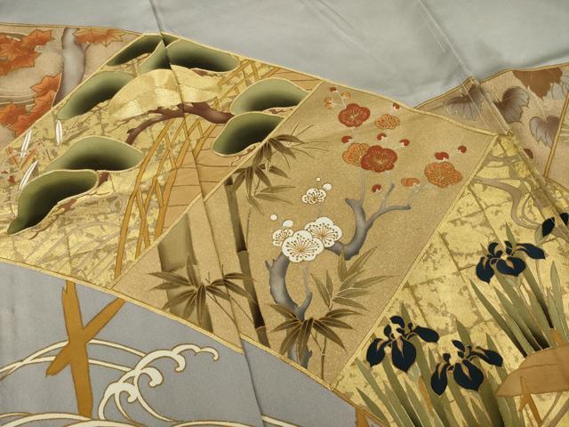 平和屋着物●色留訪問着 駒刺繍 吉祥文 金彩 仮絵羽 正絹 逸品 未使用 AABI8848ck