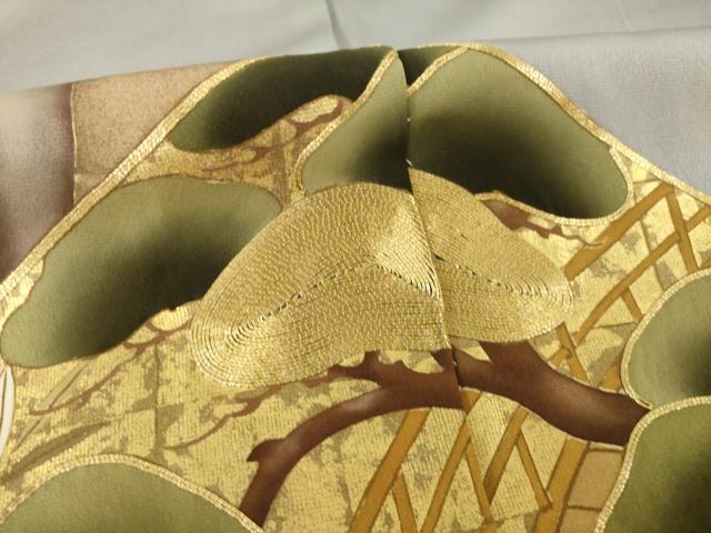 平和屋着物●色留訪問着 駒刺繍 吉祥文 金彩 仮絵羽 正絹 逸品 未使用 AABI8848ck