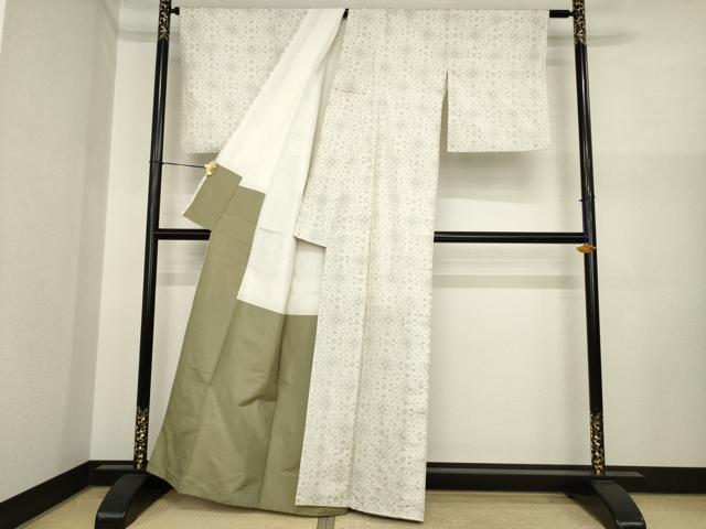 平和屋着物●本場大島紬 白大島 花菱文 正絹 逸品 AABI8850ck