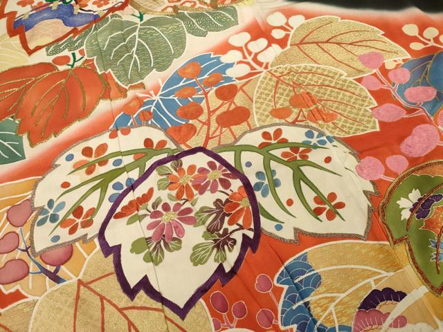 平和屋本店●アンティーク 大正ロマン 振袖 駒刺繍 桐 暈し染め 金彩 正絹 逸品 AABI8856ck