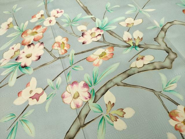 平和屋着物●染刺工芸 大羊居 東京友禅 訪問着 刺繍 枝花文 金糸 正絹 逸品 AABI8867ck