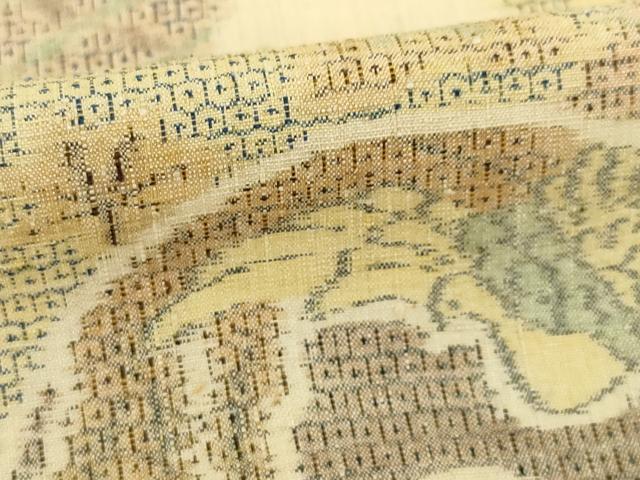 平和屋着物●本場結城紬 重要無形文化財 100亀甲 モロ入り 短冊吉祥花文 正絹 逸品 AABI8868ck
