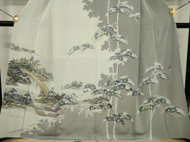 平和屋着物●十日町友禅作家 村松竜介 訪問着 屋形船 正絹 逸品 AABI8871ck