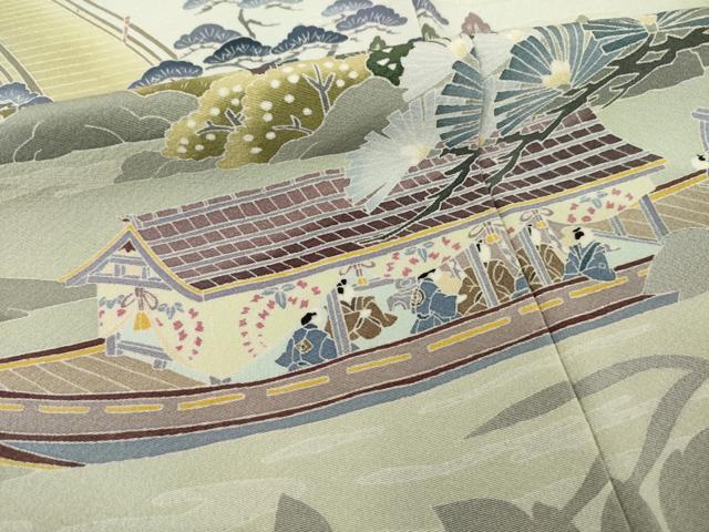 平和屋着物●十日町友禅作家 村松竜介 訪問着 屋形船 正絹 逸品 AABI8871ck