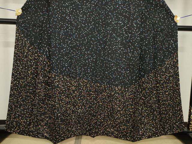 平和屋着物●訪問着 箔散らし文様 黒地 金彩 正絹 逸品 AABI8875ck