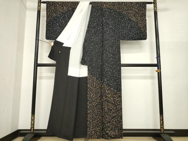 平和屋着物●訪問着 箔散らし文様 黒地 金彩 正絹 逸品 AABI8875ck