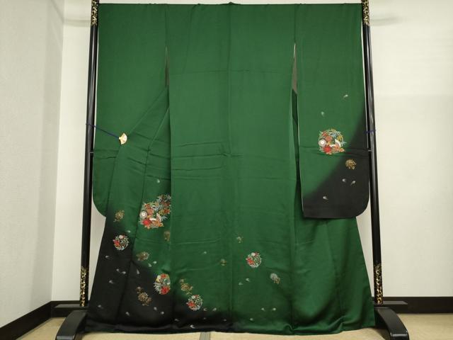 平和屋着物●豪華振袖 中国三大刺繍 汕頭刺繍 スワトウ刺繍 花蝶丸文 暈し染め 金彩 正絹 逸品 AABI8877ck