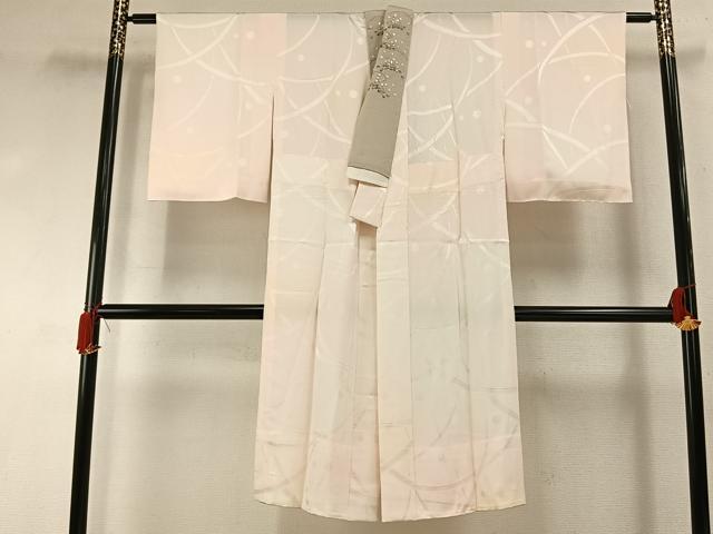 平和屋着物●長襦袢 無双仕立て 露芝地紋 暈し染め 半衿刺繍 正絹 逸品 AABI8881fy