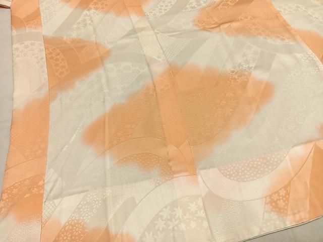 平和屋着物●長襦袢 無双仕立て 舞花地紋 暈し染め 半衿刺繍 正絹 逸品 AABI8887fy