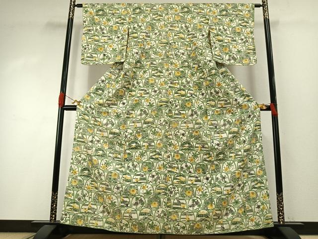 平和屋着物●上質な小紋 紅型 花鳥文 暈し染め 大丸扱い 正絹 逸品 AABI8888fy