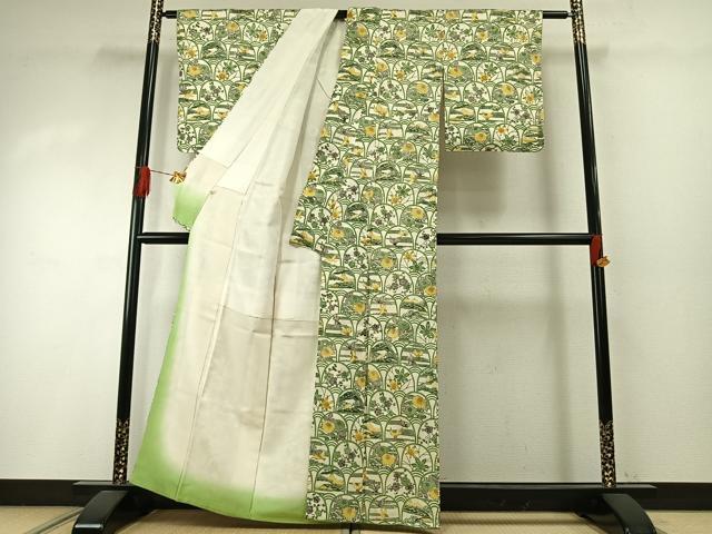 平和屋着物●上質な小紋 紅型 花鳥文 暈し染め 大丸扱い 正絹 逸品 AABI8888fy