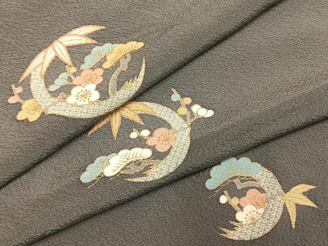 平和屋着物●上質な小紋 松竹梅 金彩 正絹 逸品 AABI8891fy