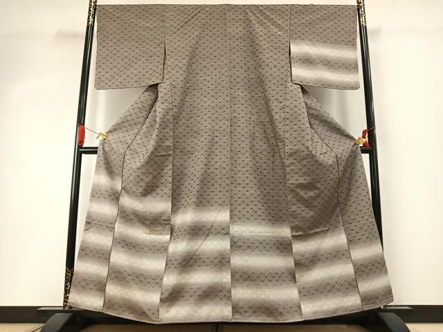 平和屋着物●訪問着 紬地 花織 横段文 正絹 逸品 未使用 AABI8896fy
