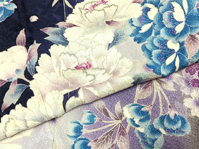 平和屋着物●豪華振袖 刺繍 草花文 暈し染め 銀糸 正絹 逸品 AABI8897fy
