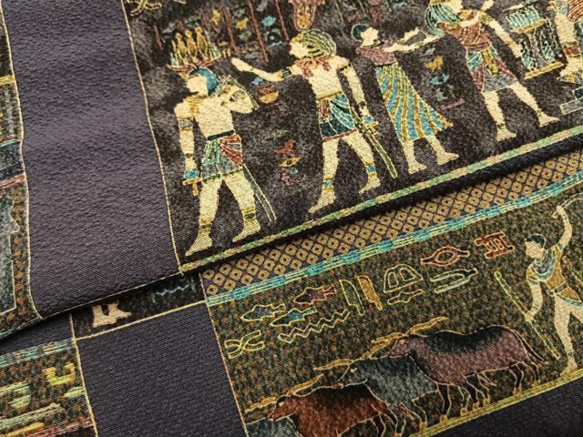 平和屋着物●上質な小紋 エジプト壁画文様 正絹 逸品 AABI8898fy