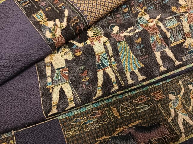 平和屋着物●上質な小紋 エジプト壁画文様 正絹 逸品 AABI8898fy