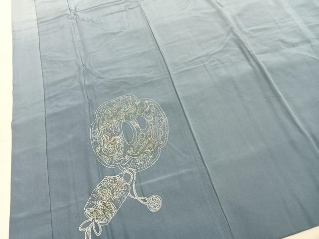 平和屋着物●男性 長襦袢 袷 手描き 風景文 暈し染め 正絹 逸品 AABI8899fy