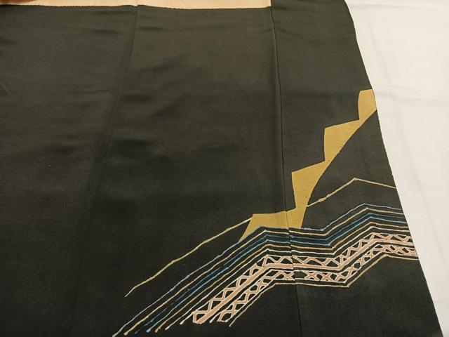 平和屋着物●豪華黒留袖 刺繍 吉祥文 金糸 金彩 正絹 逸品 AABI8900fy