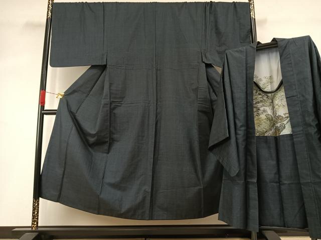 平和屋着物●男性 本場大島紬 アンサンブル 100亀甲 総詰め キングサイズ 正絹 逸品 AABI8905fy