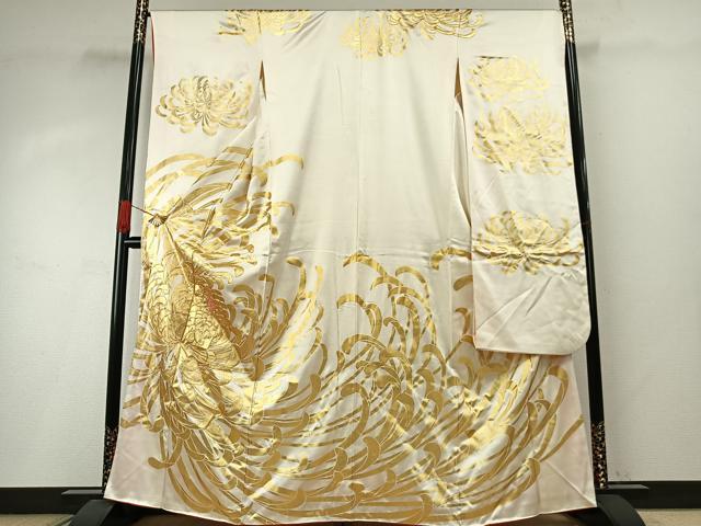 平和屋着物●豪華振袖 駒刺繍 乱菊 金彩 正絹 逸品 AABI8907fy