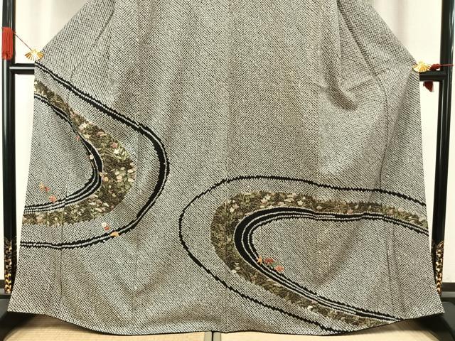 平和屋着物●訪問着 総絞り 駒刺繍 松竹梅 金糸 金彩 正絹 逸品 AABI8911fy