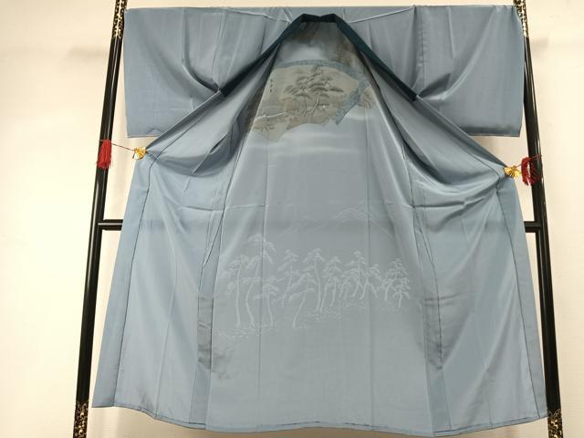 平和屋着物●男性 長襦袢 無双仕立て 手描き 富士山 風景文 暈し染め 金彩 正絹 逸品 AABI8915fy
