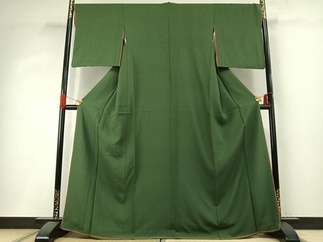 平和屋着物●上質な色無地 老竹色 やまと誂製 正絹 逸品 AABI8917fy