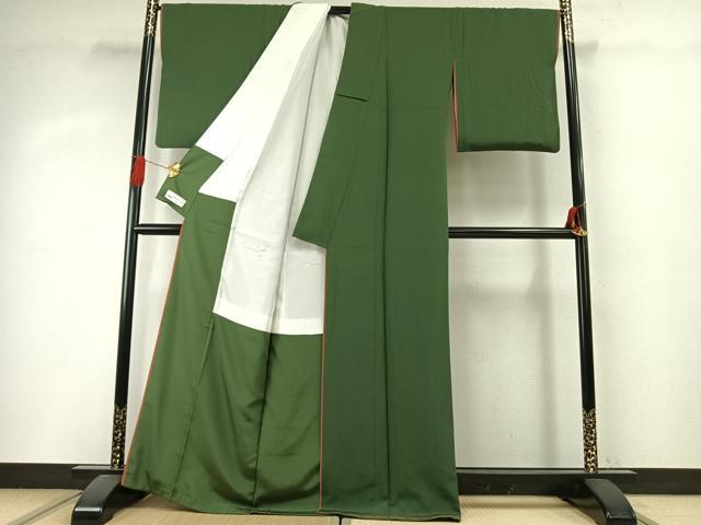 平和屋着物●上質な色無地 老竹色 やまと誂製 正絹 逸品 AABI8917fy