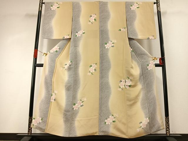 平和屋着物●上質な小紋 草花文 暈し染め 正絹 逸品 AABI8919fy