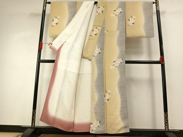 平和屋着物●上質な小紋 草花文 暈し染め 正絹 逸品 AABI8919fy