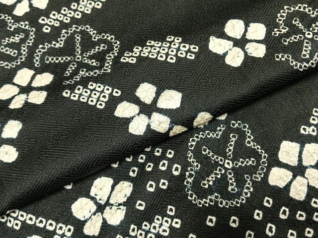 平和屋着物●訪問着 総絞り 舞花文 暈し染め 黒地 やまと誂製 正絹 逸品 AABI8921fy