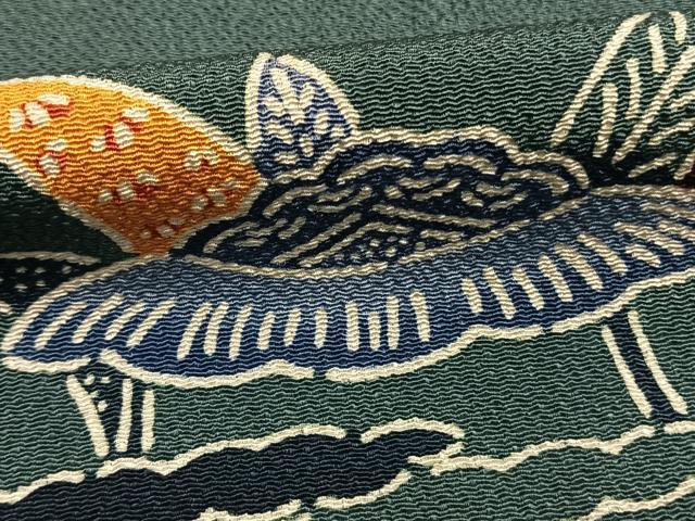 平和屋着物●上質な小紋 型染め 風景文 鬼しぼ縮緬 正絹 逸品 AABI8922fy