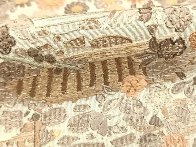 平和屋着物●訪問着 総刺繍 中国三大刺繍 スワトウ刺繍 汕頭刺繍 風景花文 金糸 正絹 逸品 AABI8924fy