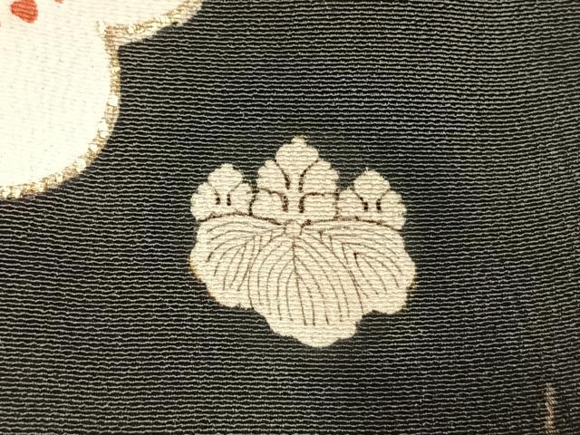 平和屋本店●アンティーク 大正ロマン 振袖 駒刺繍 花鳥文 黒地 金彩 正絹 逸品 AABI8926fy