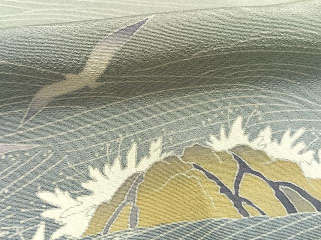 平和屋着物●京加賀友禅 松本健一 訪問着 風景飛鳥文 暈し染め 上代88万円 仮絵羽 正絹 逸品 未使用 AABI8933fy