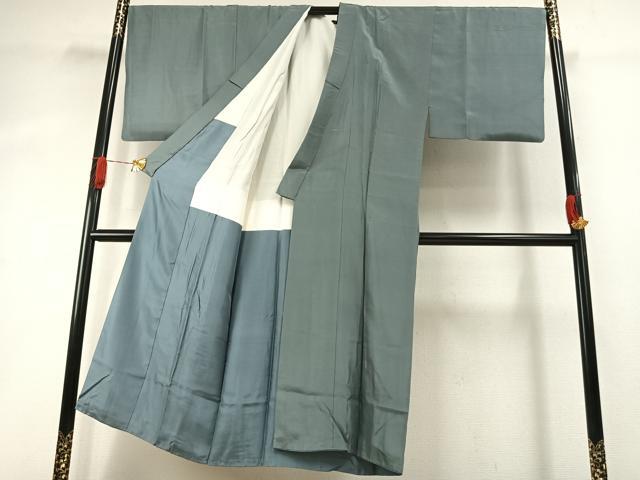 平和屋着物●男性 色無地 千草色 正絹 逸品 AABI8934fy