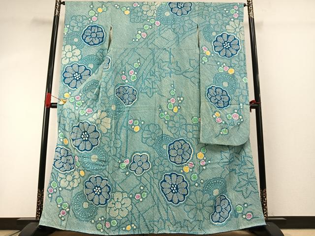 平和屋着物●豪華振袖 総絞り 舞花文 正絹 逸品 AABI8940fy
