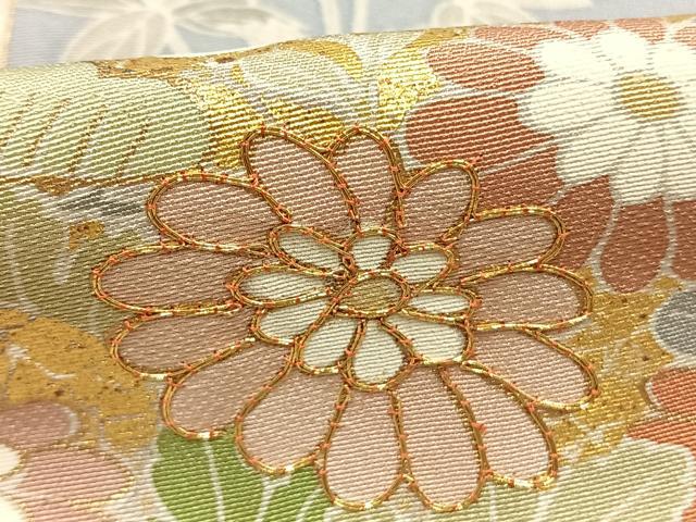 平和屋着物●訪問着 駒刺繍 扇面花文 金彩 正絹 逸品 未使用 AABI8944fy