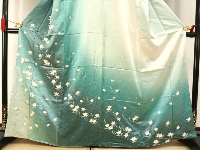 平和屋着物●訪問着 草花文 暈し染め 三越扱い 正絹 逸品 AABI8947fy