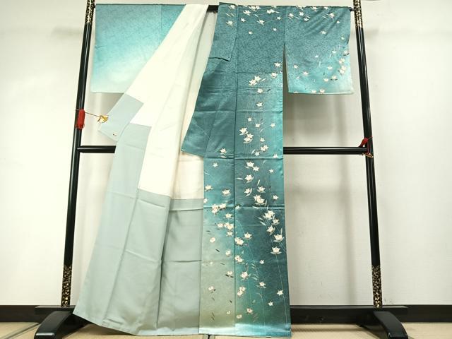 平和屋着物●訪問着 草花文 暈し染め 三越扱い 正絹 逸品 AABI8947fy