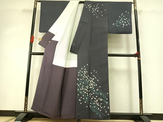 平和屋着物●訪問着 舞桜文 正絹 逸品 AABI8950fy