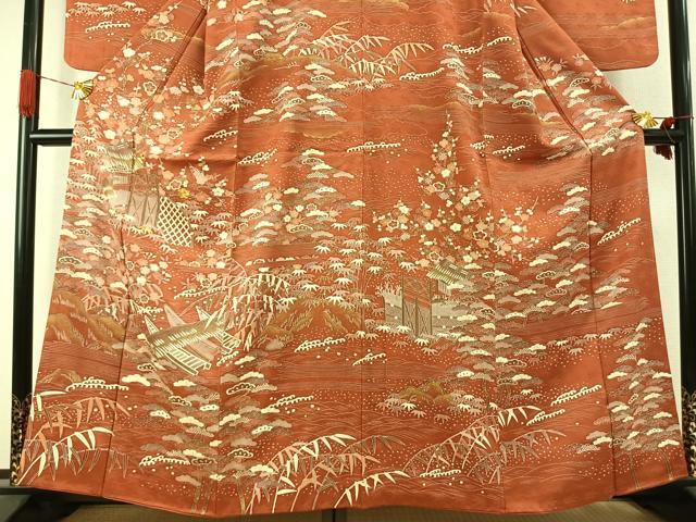 平和屋着物●訪問着 白木周生 駒刺繍 彩百撰 松竹梅 金彩 丹後ちりめん 反端付き 正絹 逸品 AABI8952fy