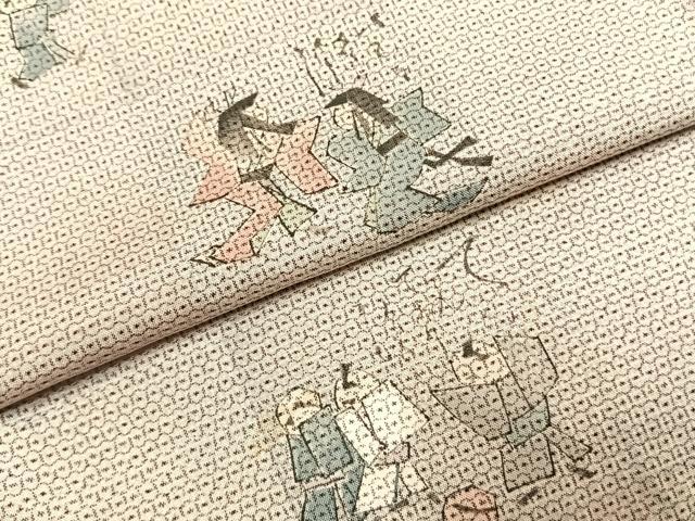 平和屋着物●上質な小紋 本場大島紬地 100亀甲 総詰め 色紙人物文 正絹 逸品 AABI8953fy