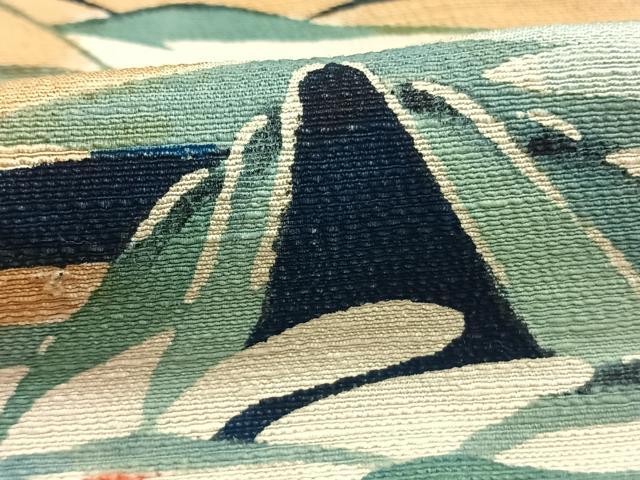 平和屋着物●訪問着 紬地 型染め 風景文 正絹 逸品 AABI8955fy