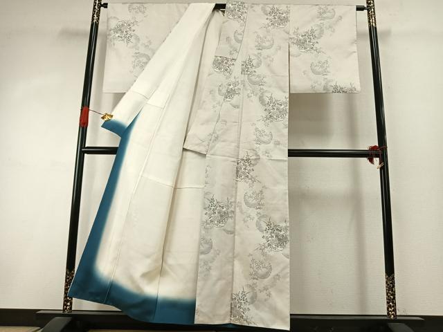 平和屋着物●本場大島紬 白大島 カタス9マルキ 雪輪花文 正絹 逸品 AABI8962fy