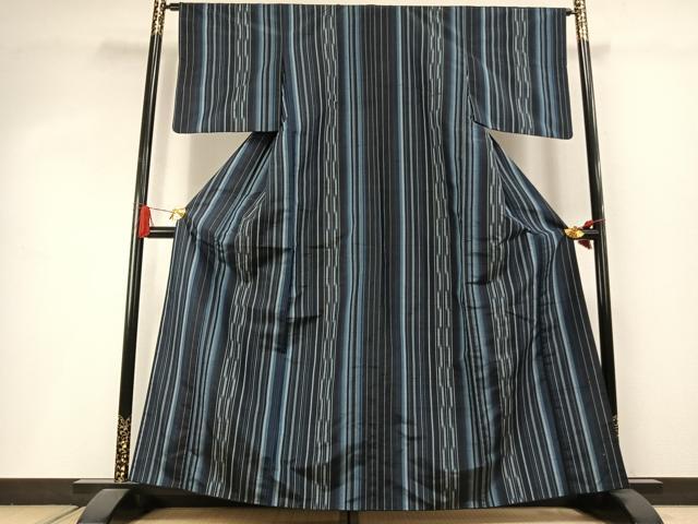 平和屋着物●上質な紬 縞 正絹 逸品 AABI8973fy