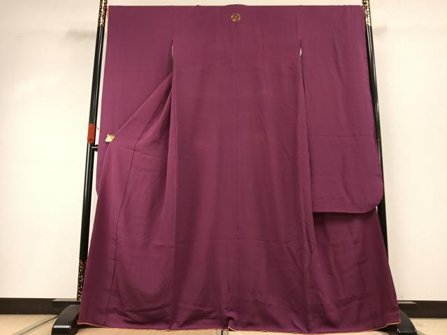 平和屋着物●豪華振袖 色無地 暗紅色 正絹 逸品 AABI8975fy