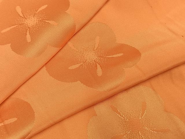 平和屋着物●振袖用長襦袢 無双仕立て 舞花地紋 黄丹色 半衿刺繍 正絹 逸品 AABI8977fy