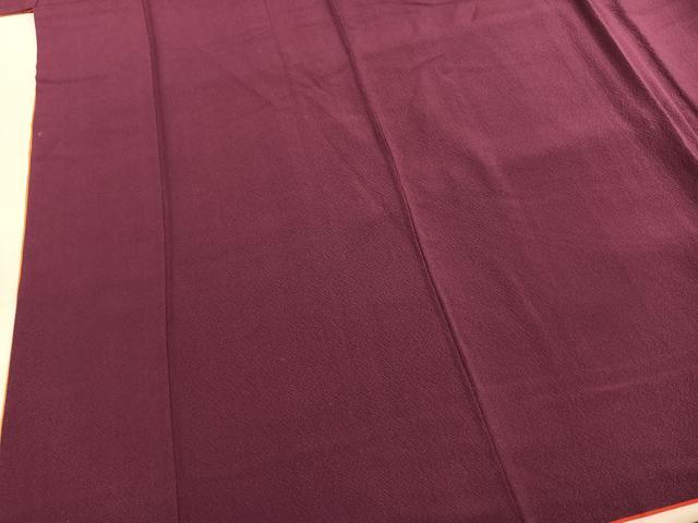 平和屋着物●豪華振袖 色無地 蒲葡色 正絹 逸品 AABI8978fy