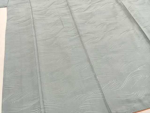 平和屋着物●豪華振袖 色無地 立波地紋 白藍色 正絹 逸品 AABI8981fy